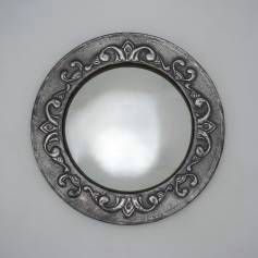 Antique Arts & Crafts convex wall mirror, pewter, round, 1900`s ca, English